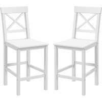 HOMCOM Set von 2 Barhockern, Barhocker im Landhausstil aus Holz, 60 cm Höhe mit Fußstütze, Maße 41B x 46T x 97,5H cm, weiß   Aosom von HOMCOM