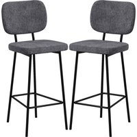 HOMCOM Set von 2 Barhockern hohe Küchenstühle mit Fußstützen und Leinen- und Stahlrückenlehne Maße 41L x 46B x 90H cm grau Aosom HOMCOM Set von 2 Barhockern hohe Küchenstühle mit Fußstützen und Leinen- und Stahlrückenlehne Maße 41L x 46B x 90H cm grau Aosom von HOMCOM
