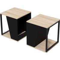 HOMCOM Set von 2 Beistelltischen Sofatisch mit Stauraum Stahlstruktur skandinavisches Design 40 x 40 x 45 cm - Schwarz und Natur Aosom HOMCOM Set von 2 Beistelltischen Sofatisch mit Stauraum Stahlstruktur skandinavisches Design 40 x 40 x 45 cm - Schwarz und Natur Aosom von HOMCOM