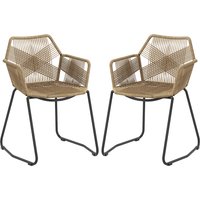 HOMCOM Set von 2 Esszimmerstühlen Küchenstühle Rattan Design Boho Chic Stahlgestell 56 x 59 x 74 cm   Aosom von HOMCOM