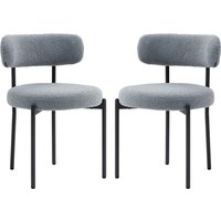 HOMCOM Set von 2 Esszimmerstühlen Küchenstühle moderner Stil gepolstert mit Bouclé-Wollstoff und schwarzen Stahlbeinen, für Wohnzimmer Schlafzimmer, grau   Aosom von HOMCOM