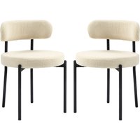 HOMCOM Set von 2 Esszimmerstühlen Küchenstuhl moderner gepolsterter Samtstoffstuhl mit schwarzen Stahlbein, für Wohnzimmer, Esszimmer, Schlafzimmer, beige   Aosom von HOMCOM
