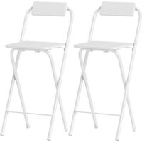 HOMCOM Set von 2 Klappbaren Barhockern Hochhocker für Küche mit Rückenlehne Fußstütze und Stahlrahmen für Esszimmer Tresen Weiß Aosom HOMCOM Set von 2 Klappbaren Barhockern Hochhocker für Küche mit Rückenlehne Fußstütze und Stahlrahmen für Esszimmer Tresen Weiß Aosom von HOMCOM