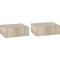 HOMCOM Set von 2 Wand-Nachttischen - Set von 2 Nachttischen - Schublade, Tablett - Spanplatten Eichenoptik   Aosom von HOMCOM