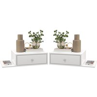 HOMCOM Set von 2 Wand-Nachttischen - Set von 2 Nachttischen - Seitenregal und Schublade - 55B x 30T x 15H cm - Weißes Holz Aosom HOMCOM Set von 2 Wand-Nachttischen - Set von 2 Nachttischen - Seitenregal und Schublade - 55B x 30T x 15H cm - Weißes Holz Aosom von HOMCOM