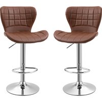 HOMCOM Set von 2 Zeitgenössischen Design Barhockern Höhenverstellbar 59-81 cm 360° drehbar Polyurethan Braun   Aosom von HOMCOM