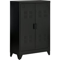 HOMCOM Sideboard  Aktenschrank mit Lamellentüren, Lagerschrank mit Einlegeböden, Schwarz, 75 x 33 x 110 cm  Aosom.de von HOMCOM