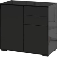 HOMCOM Sideboard Schwarz  Aufbewahrungsschrank mit 2 Schubladen & 2 Türen, Kippschutz, für Wohnzimmer/Schlafzimmer, 117x36x74cm  Aosom.de von HOMCOM