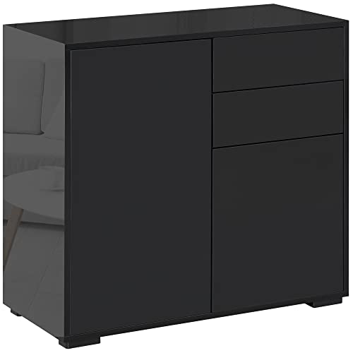 HOMCOM Kommode Sideboard mit Schublade, 2 Push-Click-Türen, Aufbewahrungsschrank mit verstellbarem Regal, Schubladenschrank für Küche, Wohnzimmer 79 x 36 x 74 cm Schwarz HOMCOM Kommode Sideboard mit Schublade, 2 Push-Click-Türen, Aufbewahrungsschrank mit verstellbarem Regal, Schubladenschrank für Küche, Wohnzimmer 79 x 36 x 74 cm Schwarz von HOMCOM