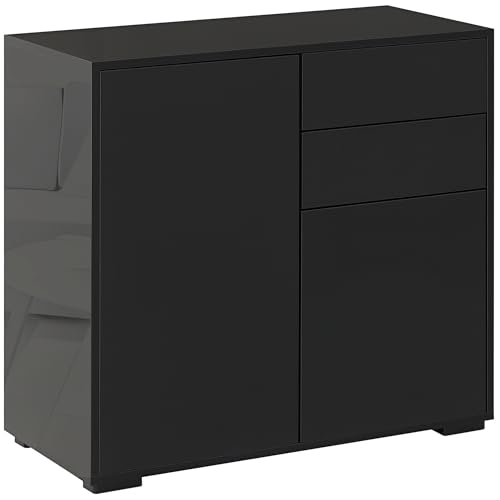 HOMCOM Kommode Sideboard mit Schublade, 2 Push-Click-Türen, Aufbewahrungsschrank mit verstellbarem Regal, Schubladenschrank für Küche, Wohnzimmer 79 x 36 x 74 cm Schwarz HOMCOM Kommode Sideboard mit Schublade, 2 Push-Click-Türen, Aufbewahrungsschrank mit verstellbarem Regal, Schubladenschrank für Küche, Wohnzimmer 79 x 36 x 74 cm Schwarz von HOMCOM