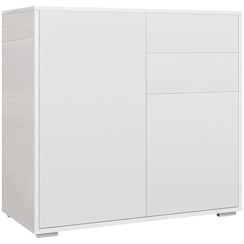 HOMCOM Sideboard Aufbewahrungsschrank mit Schublade, 2 Push-Click-Türen, Küchenschrank mit Verstellbar Regal Buffetschrank für Küche, Wohnzimmer 79x36x74 cm Weiß HOMCOM Sideboard Aufbewahrungsschrank mit Schublade, 2 Push-Click-Türen, Küchenschrank mit Verstellbar Regal Buffetschrank für Küche, Wohnzimmer 79x36x74 cm Weiß von HOMCOM