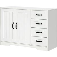 HOMCOM Sideboard  Weißer Beistellschrank mit 4 Schubladen, verstellbarem Einlegeboden & Kippschutz, für Küche & Wohnzimmer  Aosom.de von HOMCOM