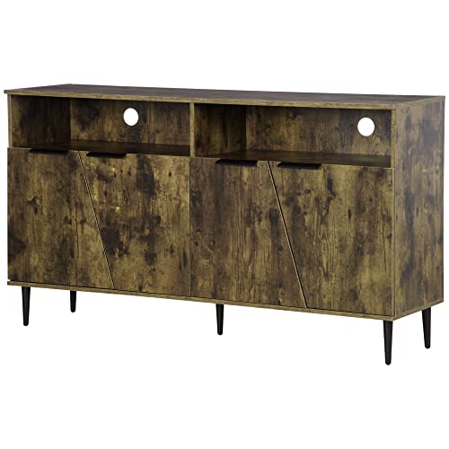 HOMCOM Sideboard Küchenschrank mit 2 Fächern und 2 Schränken Küchenmöbel Aufbewahrungsschrank im Industrie-Design Spanplatte Rustikales Braun+Schwarz 147 x 40 x 83 cm von HOMCOM