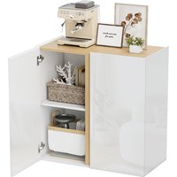 HOMCOM Sideboard Küchenschrank mit 2 Soft-Close-Türen, Verstellbarer Einlegeboden, Moderner Aufbewahrungsschrank für Wohnzimmer, Küche 80 x 40 x 80 cm Hochglanzweiß   Aosom von HOMCOM