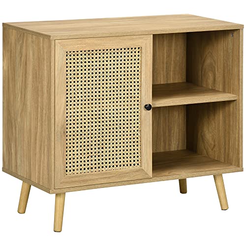 HOMCOM Sideboard Küchenschrank mit Tür, 2 Offenen Fächern, Aufbewahrungsschrank mit Verstellbarer Ablage, Kippschutz für Wohnzimmer Natur Kiefernholz 80 x 39 x 70 cm HOMCOM Sideboard Küchenschrank mit Tür, 2 Offenen Fächern, Aufbewahrungsschrank mit Verstellbarer Ablage, Kippschutz für Wohnzimmer Natur Kiefernholz 80 x 39 x 70 cm von HOMCOM