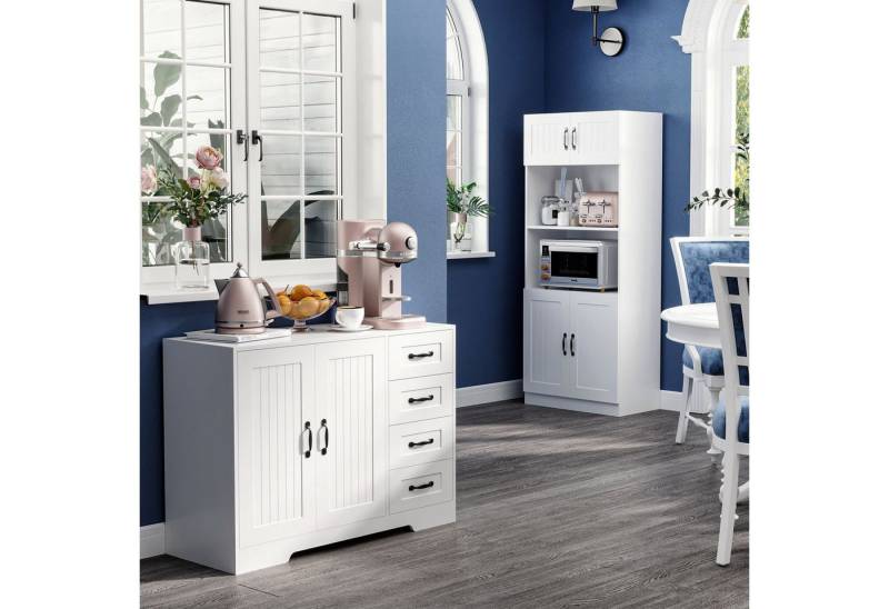 HOMCOM Sideboard Sideboard Aufbewahrungsschrank mit 4 Schubladen (Aufbewahrungsschrank, 1 St., Küchenschrank), für Wohnzimmer, 105 x 40 x 76 cm, Weiß von HOMCOM