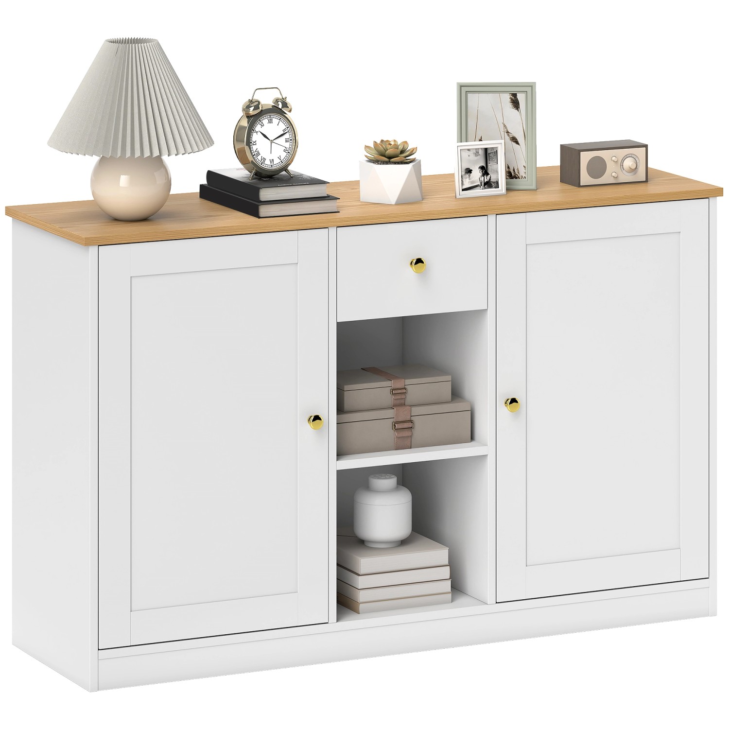 HOMCOM Sideboard Spanplatte 120L x 35B x 75,2H cm Weiß HOMCOM Sideboard Spanplatte 120L x 35B x 75,2H cm Weiß von HOMCOM