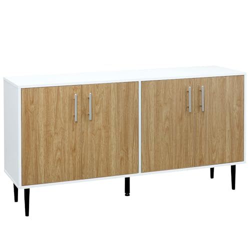 HOMCOM Sideboard Wohn-/Esszimmerschrank 2 Schränke mit verstellbaren Regalen weiß helle Eiche HOMCOM Sideboard Wohn-/Esszimmerschrank 2 Schränke mit verstellbaren Regalen weiß helle Eiche von HOMCOM