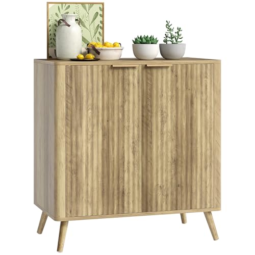 HOMCOM Sideboard für Wohnzimmer, geriffelt, moderner Stil, mit Schrank mit 2 Türen und verstellbarem Regal – Sideboard für Esszimmer und Wohnzimmer, 77 x 40 x 81 cm, Eiche HOMCOM Sideboard für Wohnzimmer, geriffelt, moderner Stil, mit Schrank mit 2 Türen und verstellbarem Regal – Sideboard für Esszimmer und Wohnzimmer, 77 x 40 x 81 cm, Eiche von HOMCOM