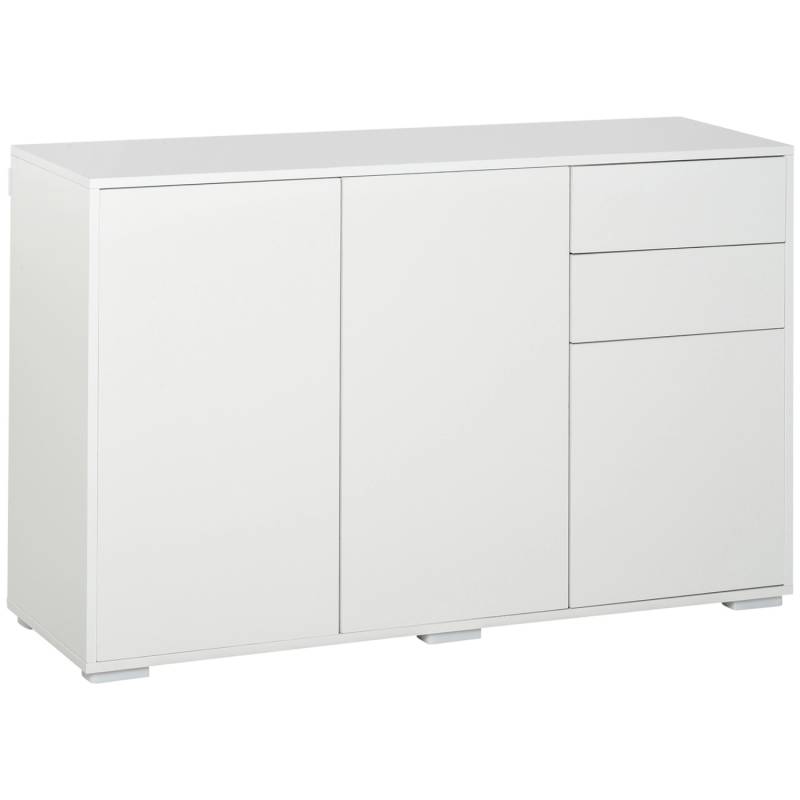 HOMCOM Sideboard mit 2 Schublade 3 Türen Aktenschrank Weiß 117 x 36 x 74 cm von HOMCOM