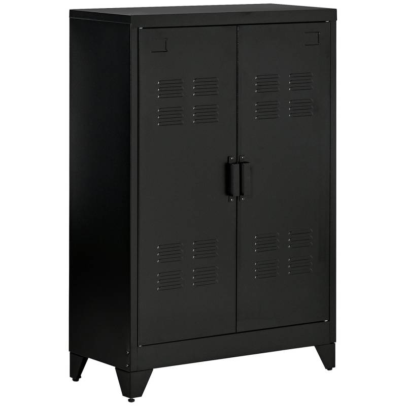 HOMCOM Sideboard mit 2 Verstellbaren Einlegeböden Schwarz 75 x 33 x 110 cm von HOMCOM