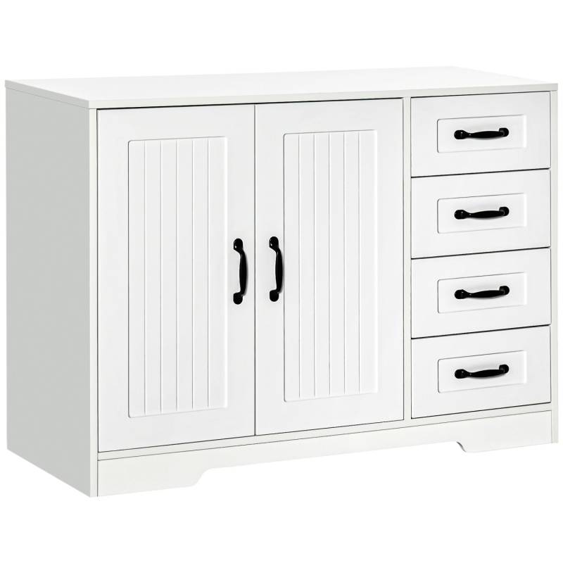 HOMCOM Sideboard mit 4 Schubladen Verstellbarem Einlegeboden Weiß  105 x 40 x 76 cm von HOMCOM