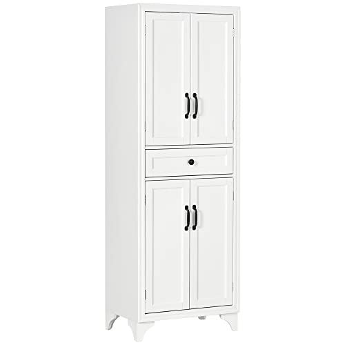 HOMCOM Sideboard mit 4 Türen, 2 Schränke und 1 mittlere Schublade, Höhe 170 cm, mit verstellbarem Einlegeboden, Weiß HOMCOM Sideboard mit 4 Türen, 2 Schränke und 1 mittlere Schublade, Höhe 170 cm, mit verstellbarem Einlegeboden, Weiß von HOMCOM