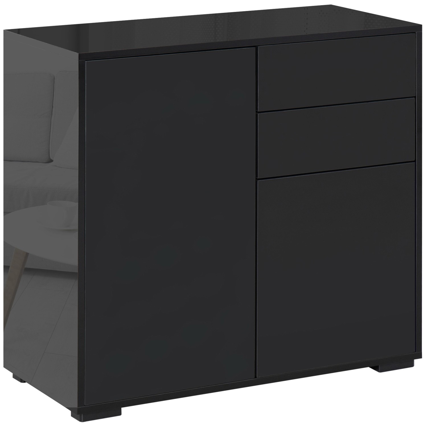 HOMCOM Sideboard mit Schublade Spanplatte MDF Schwarz 79L x 36B x 74H cm von HOMCOM