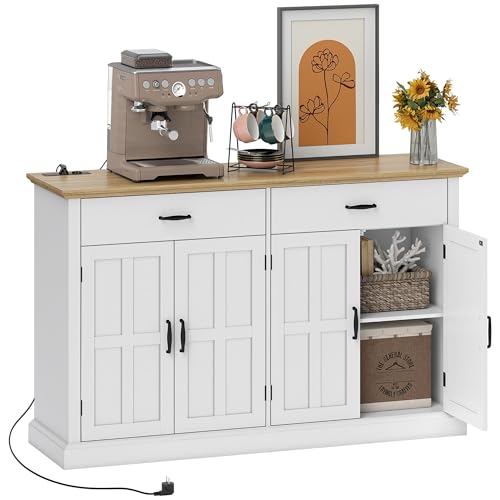 HOMCOM Sideboard mit USB-Anschluss und Mehrfachsteckdose, Aufbewahrungsmöbel mit 2 Schränken mit Scheunentoren, 2 Schubladen und verstellbaren Regalen, ESS- und Wohnzimmer-Sideboard, 140 x 40 x 91,5 HOMCOM Sideboard mit USB-Anschluss und Mehrfachsteckdose, Aufbewahrungsmöbel mit 2 Schränken mit Scheunentoren, 2 Schubladen und verstellbaren Regalen, ESS- und Wohnzimmer-Sideboard, 140 x 40 x 91,5 von HOMCOM