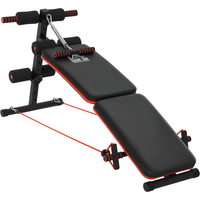 HOMCOM Sit Up Bank Bauchtrainer verstellbar & klappbar, Multifunktions Trainingsbank mit Trainingsseilen, 110 kg Belastbarkeit, Stahl Schwarz Rot   Aosom.de von HOMCOM