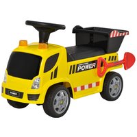 Sitzbagger für Kinder Rutscherfahrzeug mit Kippen Eimer und Schaufel Fuß Rutscherauto unter Sitz Lagerung für Baby 18-36 Monaten Metall PP-Kunststoff Gelb 72 x 28,2 x 42 cm von HOMCOM