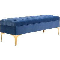 HOMCOM Sitzbank, Bettbank, Schuhbank mit erhöhten Beine, Schlafzimmer, Samt Blau 118 x 45 x 42 cm von HOMCOM