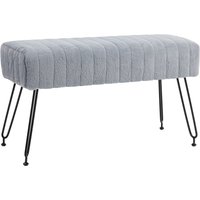 HOMCOM Sitzbank Polsterbank mit Kunstfell-Optik 82 x 30 x 47 cm grau Metallbeine Schuhbank für Flur Schlafzimmer Wohnzimmer   Aosom.de von HOMCOM
