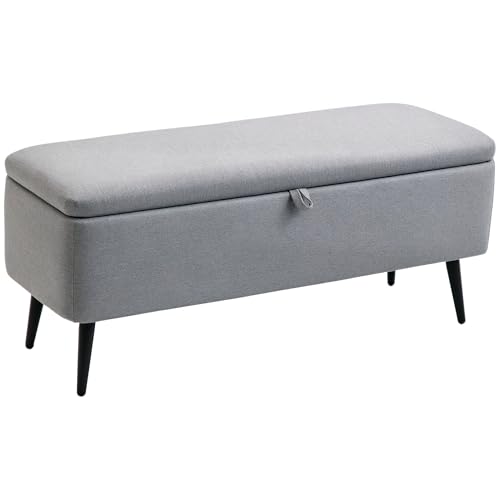 HOMCOM Sitzbank, Polsterbank mit Stauraum, Leinenoptik, Bettbank mit Stahlbeine für Wohnzimmer, Flur, Schlafzimmer, bis 150 kg belastbar, 101 x 38,5 x 44,5 cm, Grau HOMCOM Sitzbank, Polsterbank mit Stauraum, Leinenoptik, Bettbank mit Stahlbeine für Wohnzimmer, Flur, Schlafzimmer, bis 150 kg belastbar, 101 x 38,5 x 44,5 cm, Grau von HOMCOM
