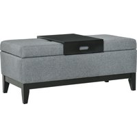 HOMCOM Sitzbank mit Stauraum Polsterhocker 120 kg belastbar abnehmbares Tablett Polyester Schaumstoff Beige für Flur & Wohnzimmer   Aosom.de von HOMCOM