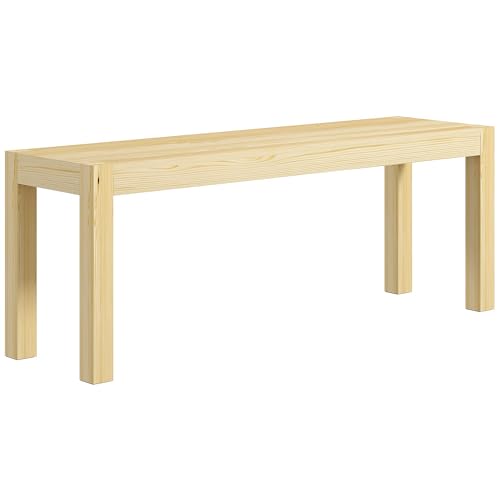 HOMCOM Sitzbank 2-Sitzer Holzbank Essbank bis 240 kg belastbar Küchenbank im Landhaus Design Esszimmerbank Sitzbänke für Flur Eingang Küche Esszimmer Holz 120 x 33 x 45 cm, Natur von HOMCOM
