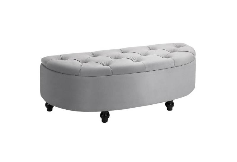 HOMCOM Sitzbank Sitzhocker mit Stauraum geöffnetem Deckel (Aufbewahrungsbank, 1-St., Lagerbank), Gummiholz Grau 120 x 46 x 42 cm von HOMCOM