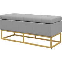 HOMCOM Sitzbank Bank mit Stauraum 2-in-1 gepolsterte Sitzfläche und Stahlbeine - 110 x 44 x 48 cm grau und gold   Aosom von HOMCOM