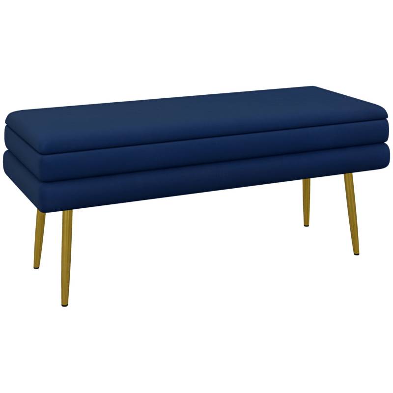 HOMCOM Sitzbank Polsterbank Stauraum Samtoptik Bettbank Blau 100 x 37 x 42 cm von HOMCOM