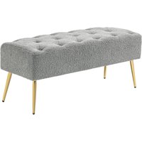 HOMCOM Sitzbank Polsterbank mit Lammwolle-Optik, Knopfheftung für Schlafzimmer von HOMCOM