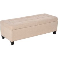 HOMCOM Sitzbank Polsterbank mit Stauraum, Bettbank mit Deckel, Leinenoptik Beige von HOMCOM