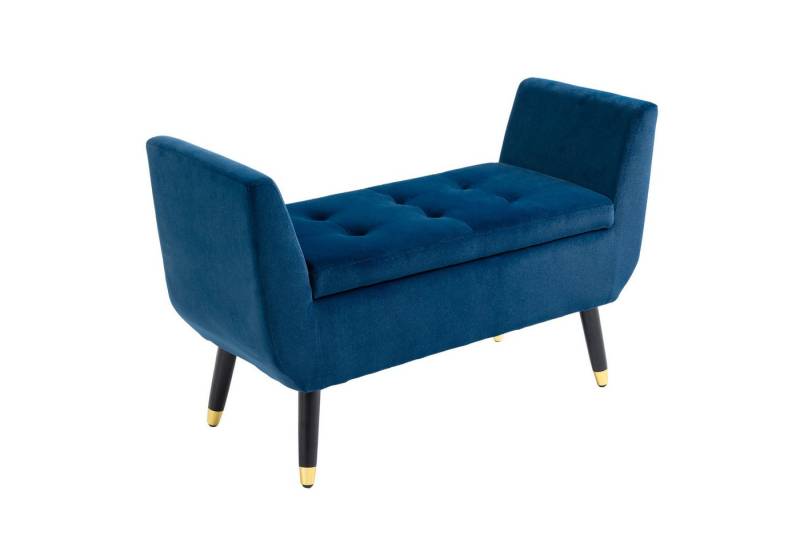 HOMCOM Sitzbank Polsterbank mit Stauraum (Aufbewahrungsbank, 1-St., Lagerbank), Polyester Gummiholz Blau 107 x 42 x 65 cm von HOMCOM