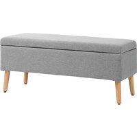 HOMCOM Sitzbank Polsterbank mit Stauraum 110 x 39 x 45 cm in Grau mit Leinenoptik für Flur Schlafzimmer Wohnzimmer aus Gummiholz   Aosom.de von HOMCOM