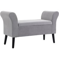 Sitzbank mit Stauraum Armlehnen modern samtartiges Polyester Gummiholz Hellgrau 111,5x41x65 cm von HOMCOM