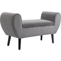 HOMCOM Sitzbank Grau Moderne Truhenbank mit Stauraum aus samtartigem Polyester und Gummiholz mit Armlehnen 118x42x66cm für Flur und Wohnzimmer   Aosom.de von HOMCOM