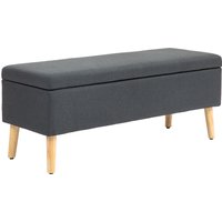 HOMCOM Sitzbank Polsterbank mit Stauraum Bettbank mit Leinenoptik für Flur Schlafzimmer Wohnzimmer Gummiholz Dunkelgrau 110 x 39 x 45 cm   Aosom von HOMCOM
