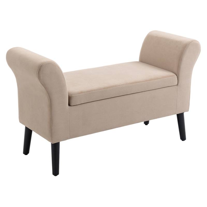 HOMCOM Sitzbank Polsterbank mit Stauraum Polyester Beige 111,5 x 41 x 65cm von HOMCOM