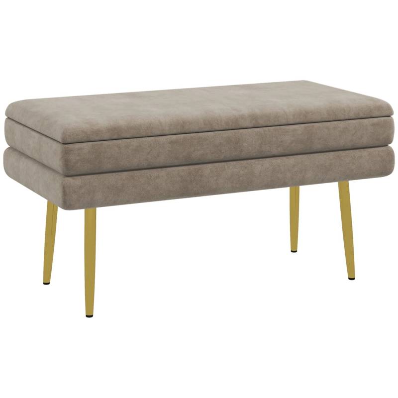 HOMCOM Sitzbank Polsterbank mit Stauraum Samtoptik Beige 79 x 37 x 43 cm von HOMCOM