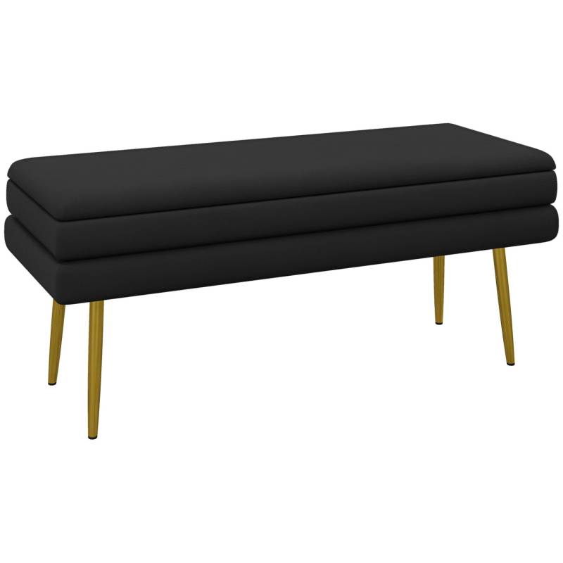 HOMCOM Sitzbank Polsterbank mit Stauraum Samtoptik Schwarz 100 x 37 x 42 cm von HOMCOM