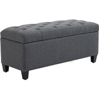 Sitzbank Polsterbank mit Stauraum leinenartiges Polyester Gummiholz Dunkelgrau 100 x 40 x 44 cm von HOMCOM